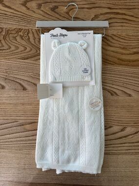 Baby Hat & Blanket Set in Cream